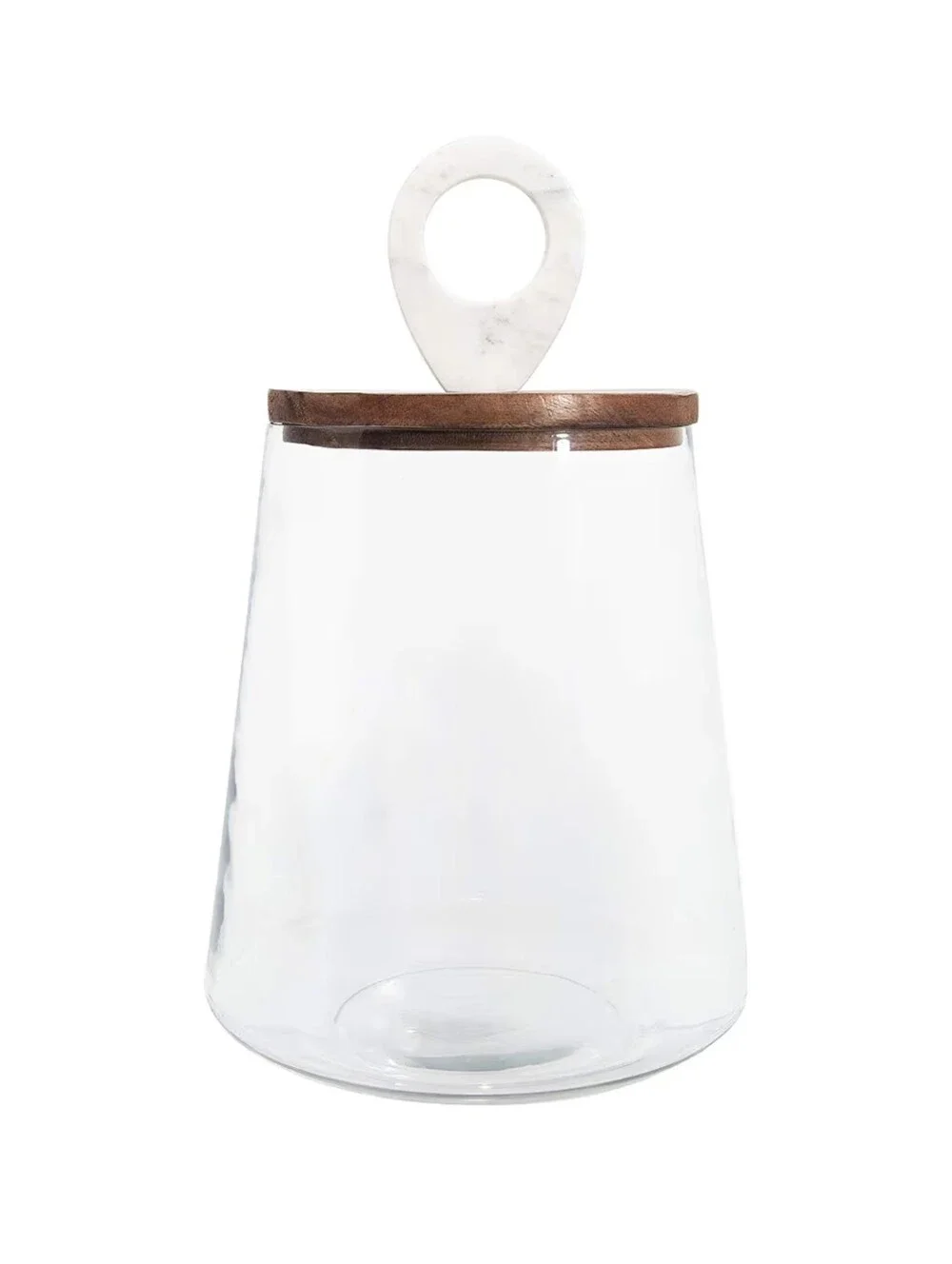 Bloomingville NWT 3 Liter Glass Jar With Mango Wood Lid & Marble Knob 15